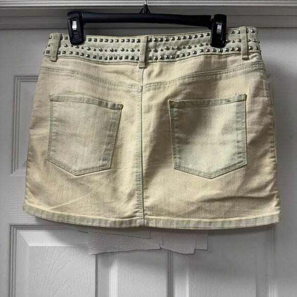 Axara Paris Denim Studded Mini Skirt size 40 (US 8) read notes - Picture 2 of 14